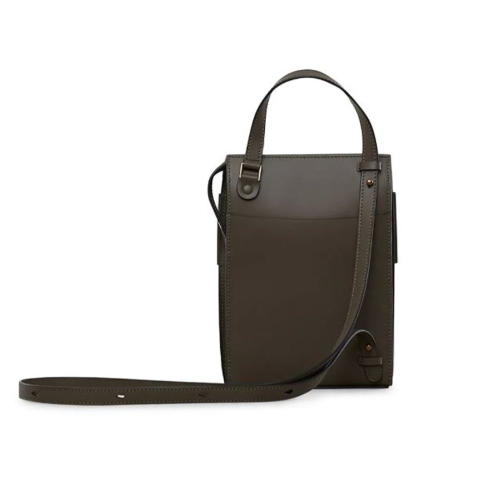 BOYY Buckle Tall Leather Pouch Crossbody Bag Dark Brown - Picture 2 of 11
